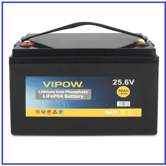 Акумуляторна батарея Vipow LiFePO4 25.6V 50Ah (330х175х225) до 5000 циклів, фото 1