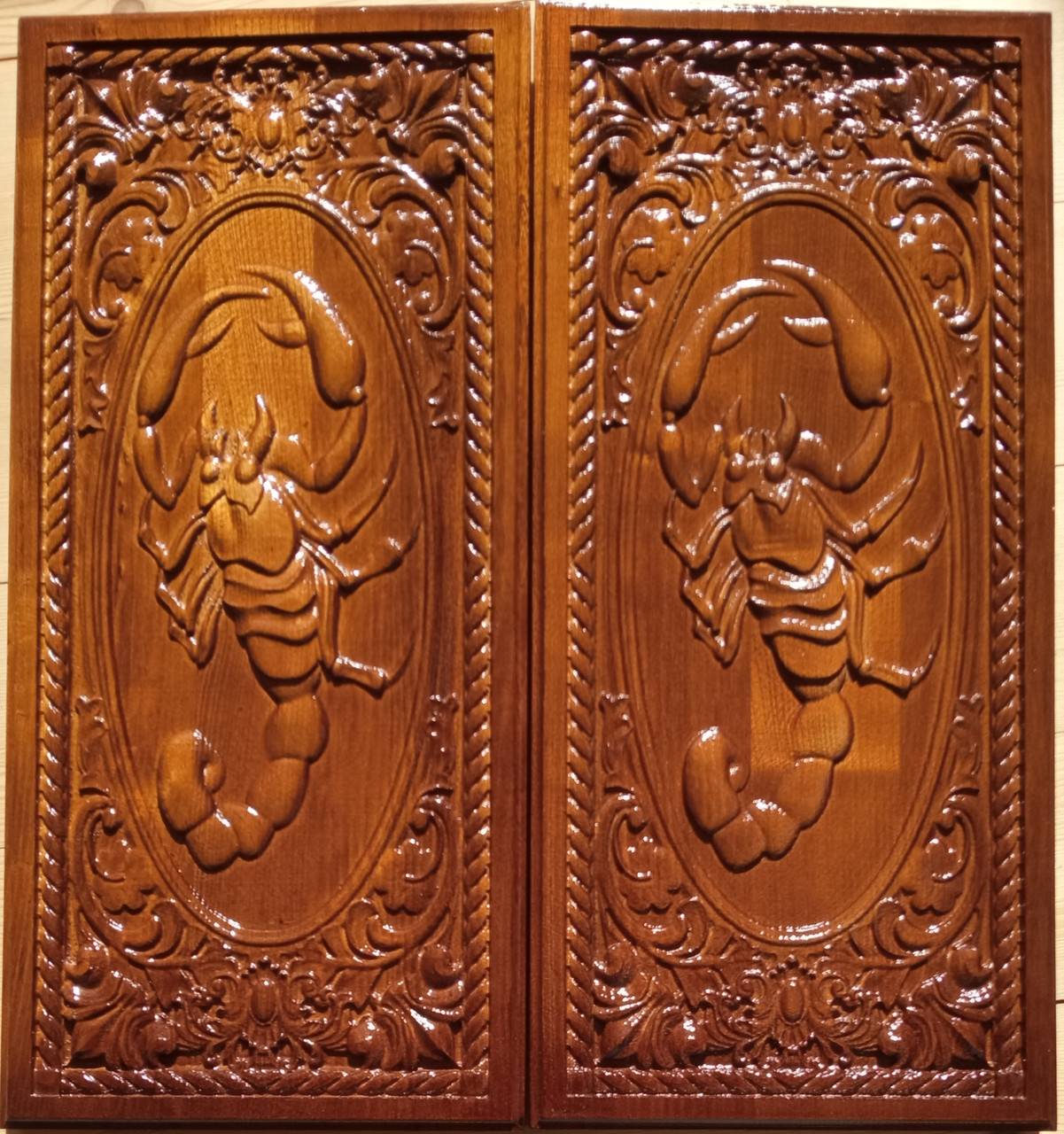 Нарди з дерева Скорпіон 50х46см ручної роботи, фото 1