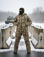 Тактичний зимовий костюм мультикам, чоловіча військова зимова форма multicam на синтепоні