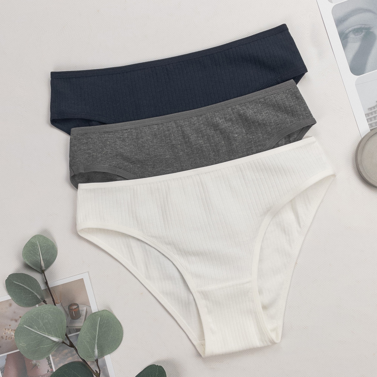 Трусики жіночі сліпи у рубчик Nicoletta Туреччина трійки M, L, XL | 3 шт.