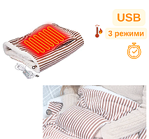 Плед з підігрівом usb шаль-ковдра з підігрівом від повербанка Lesko 105*65 см Brown