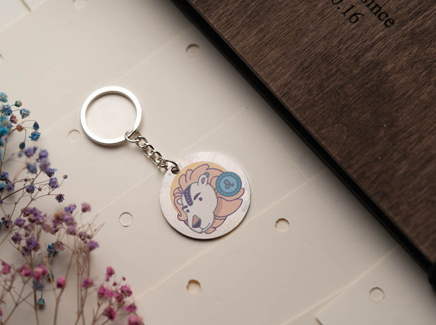 Металевий брелок з УФ-друком двосторонній. Знак Зодіаку "Лев" 40мм., фото 1