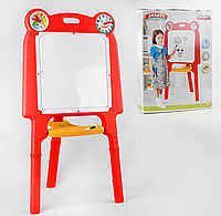 Мольберт Pilsan Smarty 119x50x67 см червоний з маркером і годинником для дітей