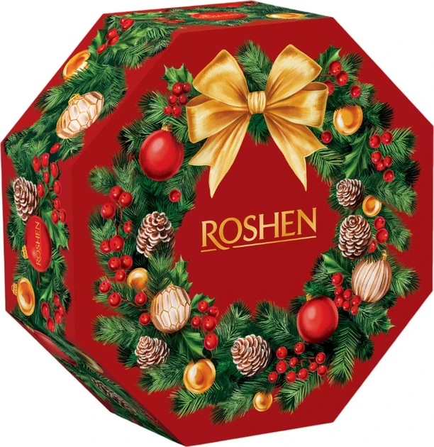 2026 Подарунок Новорічний Рошен (Roshen) №7 Різдвяний вінок 598г, фото 1