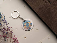 Металевий брелок з УФ-друком двосторонній. Знак Зодіаку "Риби" 40мм.