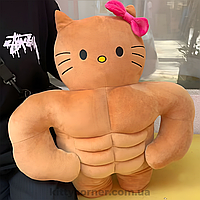 Накачанная мягкая игрушка Hello Kitty Хелло Китти с прессом и бантиком 45 см плюшевая игрушка Hello Kitty