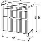 Тумба підлогова ЮВВІС Florence ТНБ-2 Д біла матова з умивальником Vesta 70 см, фото 3