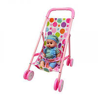 Коляска з пупсом і аксесуарами (РОЗОВАНА В ГОРОШОК)