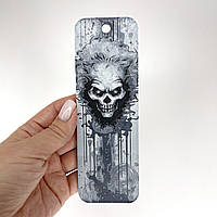 Пластикова 3D закладка для книги Finding Череп з волоссям об'ємне зображення Чорний білий 15 × 5 см