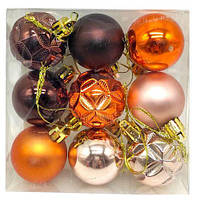 Новорічні прикраси, 9 штук, кульки, D=4 см, у слюді
