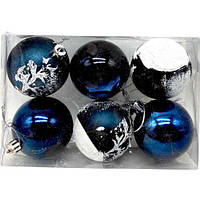 Новорічні прикраси, 6 штук, кульки, D = 5,5  см, у слюді