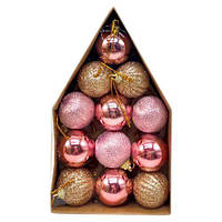 Новорічні прикраси (кульки), 12 штук, D = 4 см, у коробці