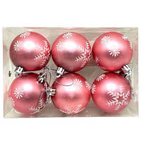 Новорічні прикраси, 6 штук, кульки, D=6 см, у слюді