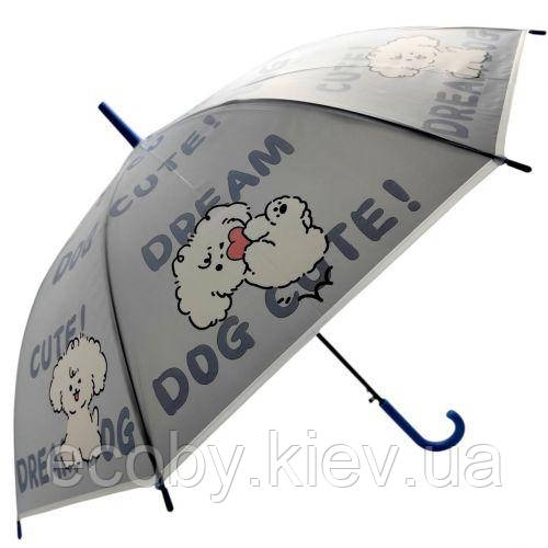 Парасолька-тростина, напівавтомат, довжина: 77 см, діаметр купола — 65 см (ГОЛУБОЙ), фото 1