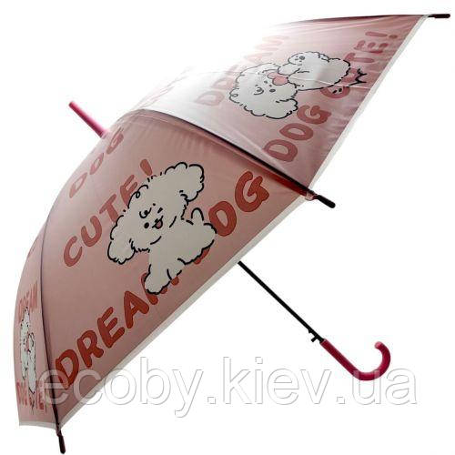 Парасолька-тростина, напівавтомат, довжина: 77 см, діаметр купола — 65 см (РОЗОВИЙ), фото 1