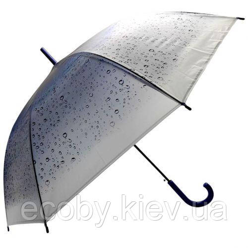 Парасолька напівавтомат, d=103 см, довжина: 83 см, 8 спиць, тростина, (СИНЯ), фото 1