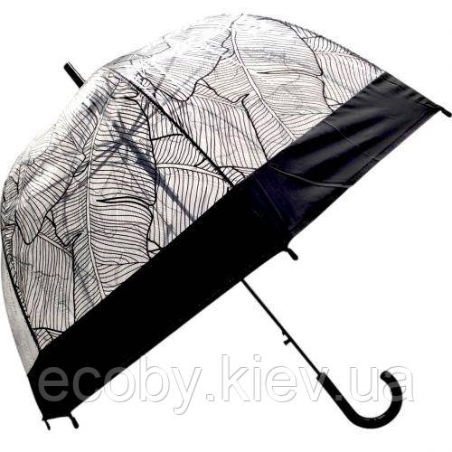 Парасолька напівавтомат, поглиблений купол, d=80 см, довжина: 81 см, 8 спиць, тростина, (ЧОРНА), фото 1
