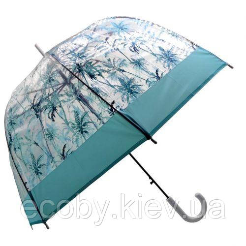 Парасолька напівавтомат, поглиблений купол, d=80 см, довжина: 81 см, 8 спиць, тростина, (ЗЕЛЕНА), фото 1