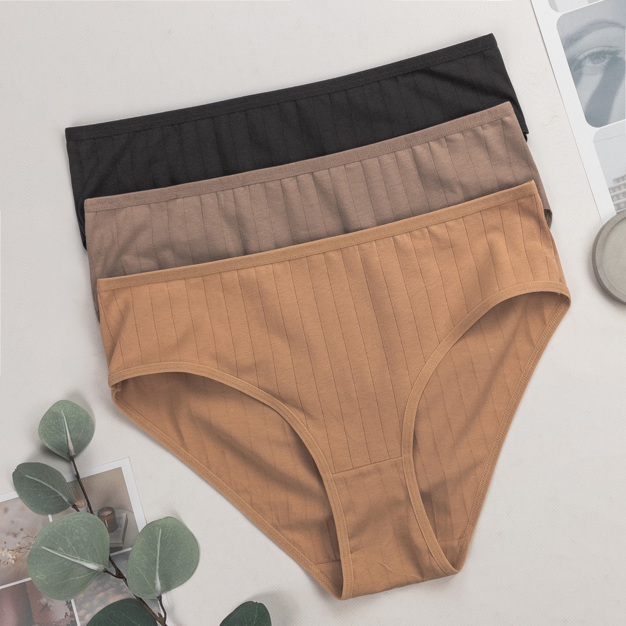 Трусики жіночі сліпи у рубчик Nicoletta Туреччина трійки 2XL, 3XL, 4XL | 3 шт.