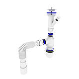 Сифон OPTIMUM 11/2| *40 для умивальника та мийки з відведенням для прання машини та гофр.40*40/50 OPTI-13043, фото 3