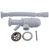 Сифон OPTIMUM 11/2| *40 для умивальника та мийки з відведенням для прання машини та гофр.40*40/50 OPTI-13043, фото 4