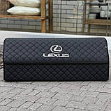 Органайзер у багажник з логотипом Lexus з екошкіри, чорний, 80 см, автоорганайзер, фото 4