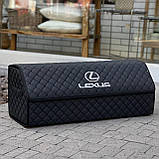 Органайзер у багажник з логотипом Lexus з екошкіри, чорний, 80 см, автоорганайзер, фото 5