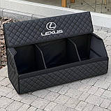 Органайзер у багажник з логотипом Lexus з екошкіри, чорний, 80 см, автоорганайзер, фото 2