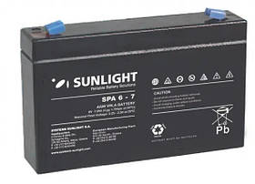 Акумуляторна батарея 6V 7Ah AGM SUNLIGHT SPA 6-7