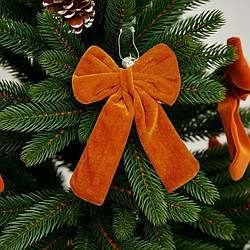 Бантік на ялинку новорічний оксамитовий теракот 13*18 см