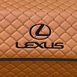 Органайзер у багажник з логотипом Lexus з екошкіри, коньячний, 80 см, автоорганайзер, фото 4