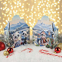 Новорічна упаковка для цукерок і подарунків із картону №203"Північний полюс" 1000 г новорічна подарункова коробка