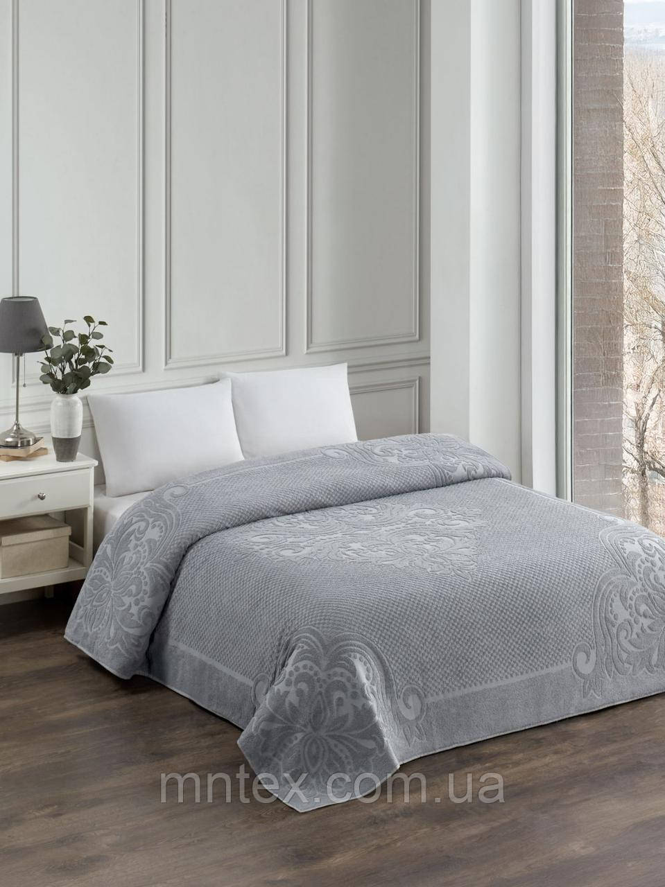 Простирадло махрове Zeron Світло сіре