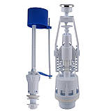 Набір для бачка унітаза OPTIMUM нижнім підв пласт 1/2" і зливним механізмом з однією кнопкою OPTI 0710, фото 2