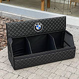 Органайзер у багажник з логотипом BMW з екошкіри, чорний, 80 см, коробка в багажник, фото 3