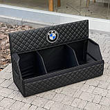 Органайзер у багажник з логотипом BMW з екошкіри, чорний, 80 см, коробка в багажник, фото 4