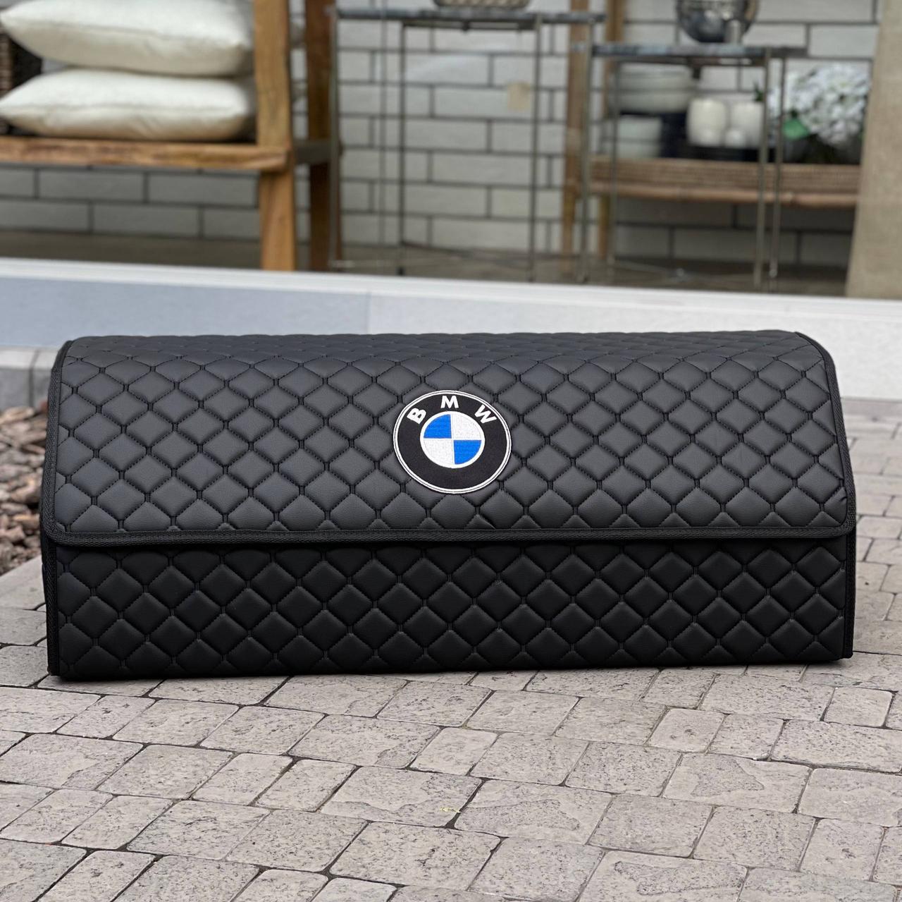 Органайзер у багажник з логотипом BMW з екошкіри, чорний, 80 см, коробка в багажник, фото 1