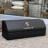 Органайзер у багажник з логотипом Porsche з екошкіри, чорний, 80 см, автоорганайзер, фото 3