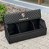 Органайзер у багажник з логотипом Porsche з екошкіри, чорний, 80 см, автоорганайзер, фото 5