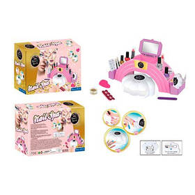 Косметика помада, набір для манікюру, лак 4шт, блиск/глітер 2шт, сушарка-повітря, пилка, полірування (на бат. 3 насадки,