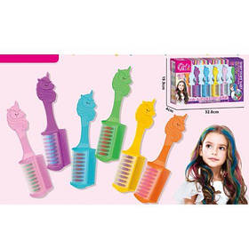 Косметика гребінець-крейда для волосся, 6 кольорів, 14см, в кор. 33*20*4см  (48шт)