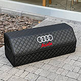 Органайзер у багажник з логотипом Audi з екошкіри, чорний, 80 см, складаний органайзер у багажник, фото 4