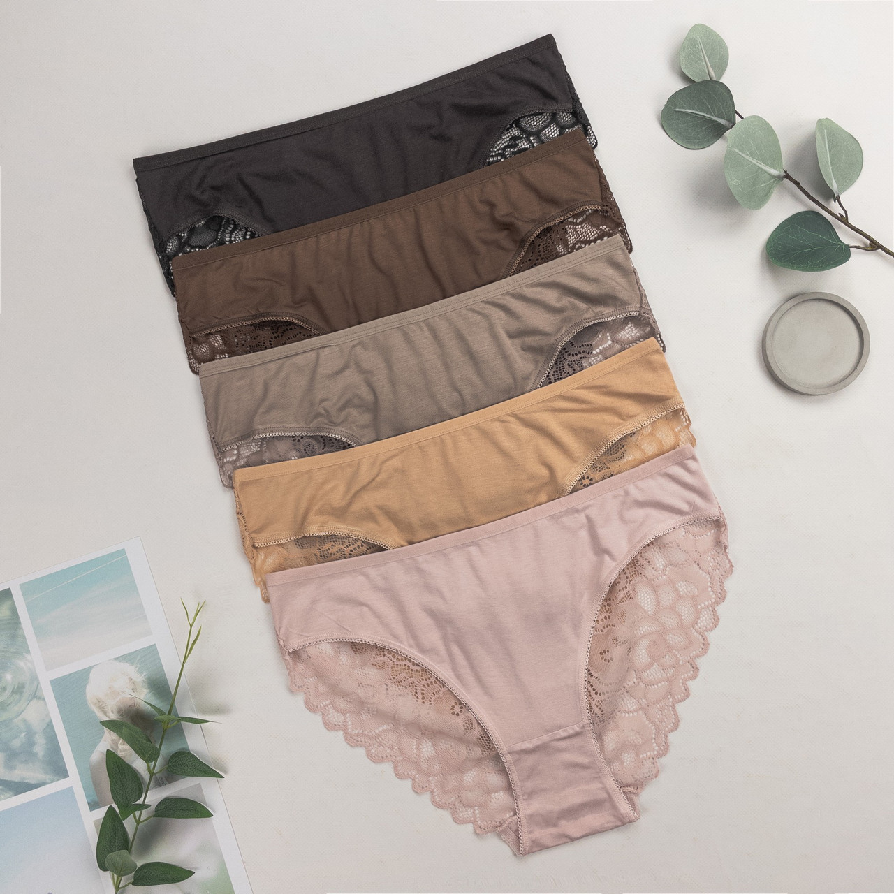 Труси жіночі сліпи з мереживом бамбук Nicoletta Туреччина батал 2XL, 3XL, 4XL | 5 шт.