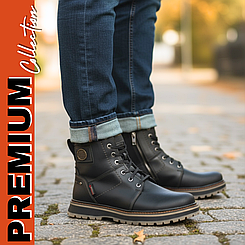 Чоловічі зимові черевики шкіряні високі, чоловічі зимові черевики на хутрі (код:Rivest-25-чк)