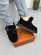 Лофери жіночі зимові MalinDagely C601-4M замшеві чорні, фото 3