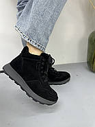 Кросівки жіночі зимові MalinDegely A129-4M чорні замшеві, фото 4