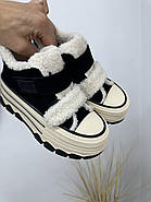 Кеди зимові на платформі MalinDegely C73-4M чорні замшеві, фото 9