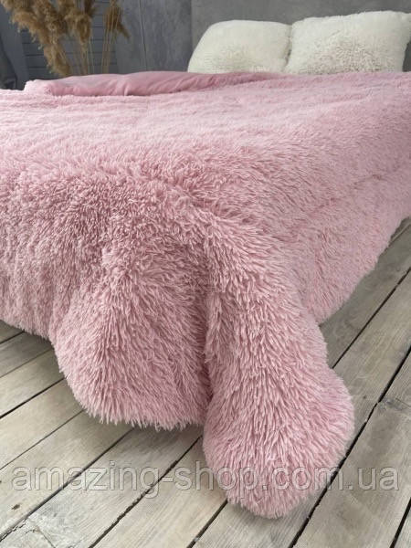 Ковдра травичка з густим хутром високої якості Колір Яскраво-рожевий 200 * 230 см, фото 1