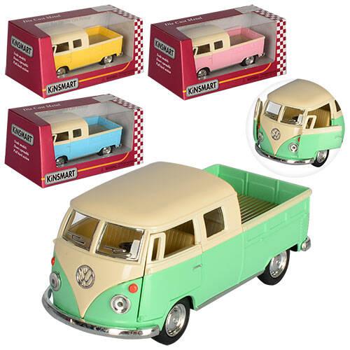 Машина "Kinsmart" "Volkswagen Classical Bus Double Cab Pickup 1963 года" 12см, метал., інерц., відкрив. двері, 4 кольори, в кор., фото 1
