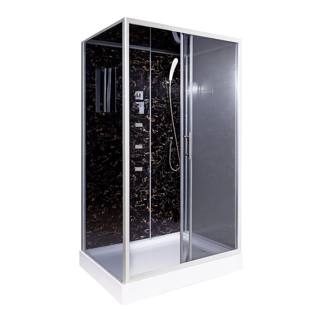 Душовий бокс Vivia TKF 7715 Веном BG 120х80x215 см з низьким піддоном сатин з гідромасажем розсувні двері